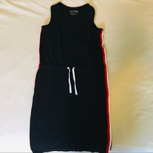 Black dress with side stripe